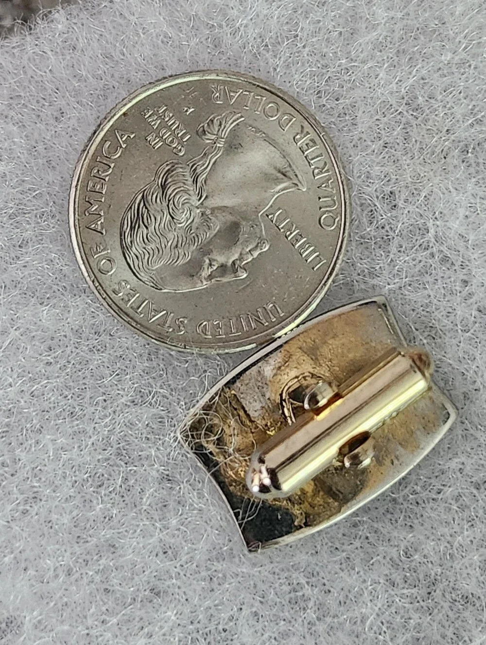 Vtg Hickok USA Men's Silver-Tone Minimalist Rectangular Cufflinks